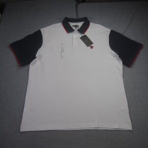 Bad Birdie‎ Polo Shirt Mens XXL White Dark Navy Pique Golf Casual Preppy